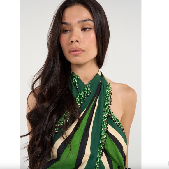 FARM RIO beaded TOUCAN TREE GREEN DRESS XL - Picture 4 of 13